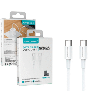 Cable Apokin USB-C a USB-C blanco de 1 metro y 60 W
